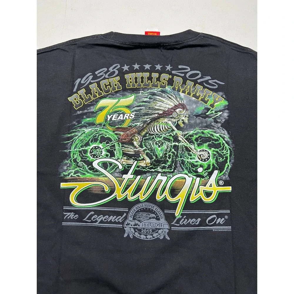 Hot Leathers T-Shirt Mens 3XL‎ Black Sturgis 75th Anniversary Biker Graphic Tee